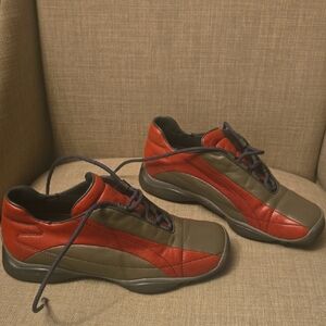 Men's Prada Red and Brown Sneakers